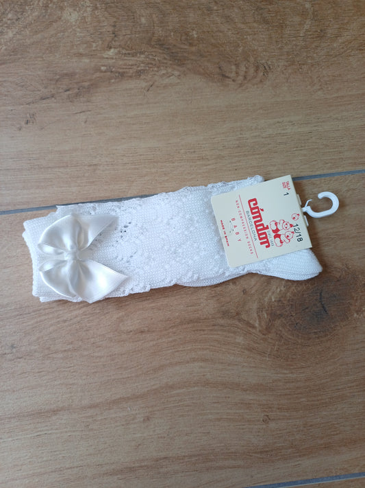 calzino con fiocco traforato rombi