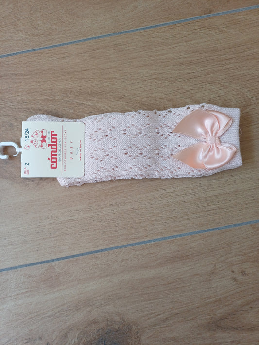 calzino con fiocco traforato rombi