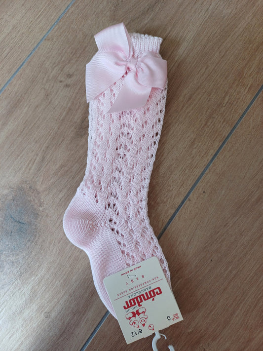 calzino con fiocco traforato