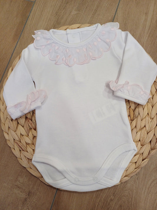Body manica lunga con rouches plumetis